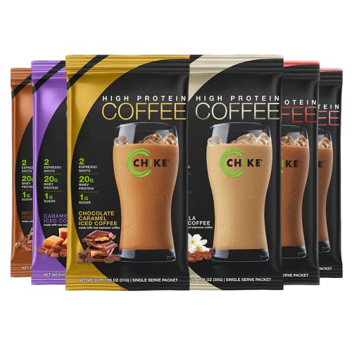 CHIKE High Protein Iced Coffee Sampler Pack, 20 G Protein, 2 Shots Espresso, 1 G Sugar, Keto