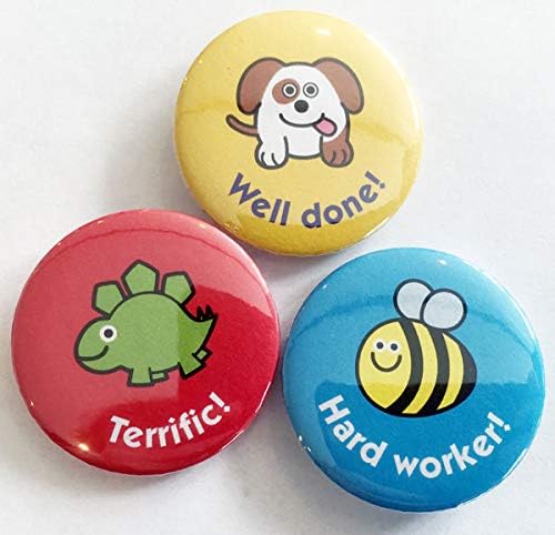 38mm Reward Badges - mixed images and captions, pack of 20 - The Sticker Factory