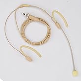 YXG Headworn Earset Double Over Ear Hanging Mic Low Profile Light-Weight Microphone Compatible with Sennheiser Wireless System Bodypack Transmitter, with 3.5mm Female Screw Plug-Beige