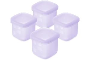 Olababy Clear Sense Silicone Storage Containers 4pk for Baby Food, Snacks, Formula, Puree, Sauce & More | Micro Plastic & BPA-Free | Daycare Essentials for Toddlers and Kids (Lilac, 4 oz / 120 ml)