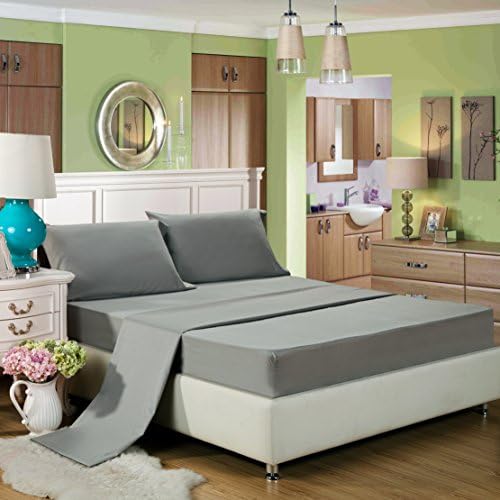 Bresanon Details About 600 Thread Count 100% Egyptian quality Cotton 600 TC Bed Sheet Set Queen Gray Solid