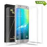 Bestfy 3Pack Samsung S7 Edge Tempered Glass Screen Protector, Anti-bubble, Full Coverage, Shatterproof Film for Galaxy S7 Edge (Transparent)