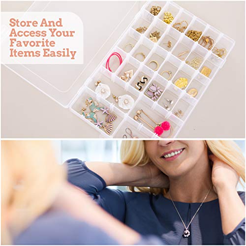 Plastic Organizer Box with Dividers - Clear Organizer Box with 36 Compartments - Best for Letter Board Letters, Bead Storage, Fishing Tackle & Jewelry Box