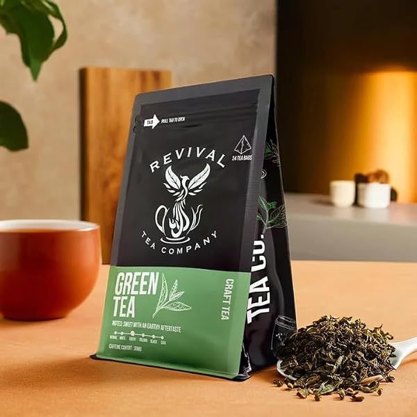 REVIVAL TEA COMPANY GREEN TEA – SIGNATURE GREEN TEA MADE FROM 100% CHUN MEE TEA FLAVOR – LOOSE LEAF 6 OUNCES