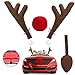 Verkstar Christmas Car Reindeer Antlers with Red Nose Decorations, Window Roof-Top and Grille Rudolph Reindeer Jingle Bell Auto Accessories
