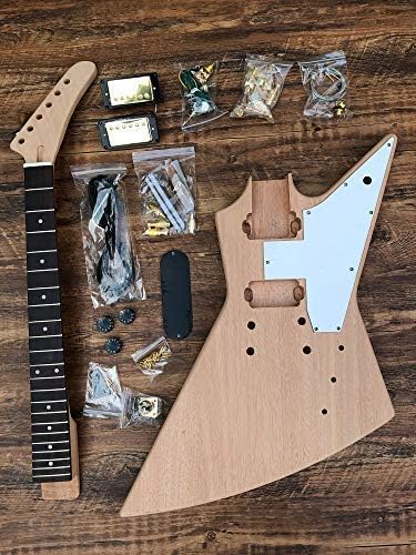 Amazon Com New 6 String Mahogany Solid Body Explorer Style Electric Guitar Builder Kit Musical Instruments