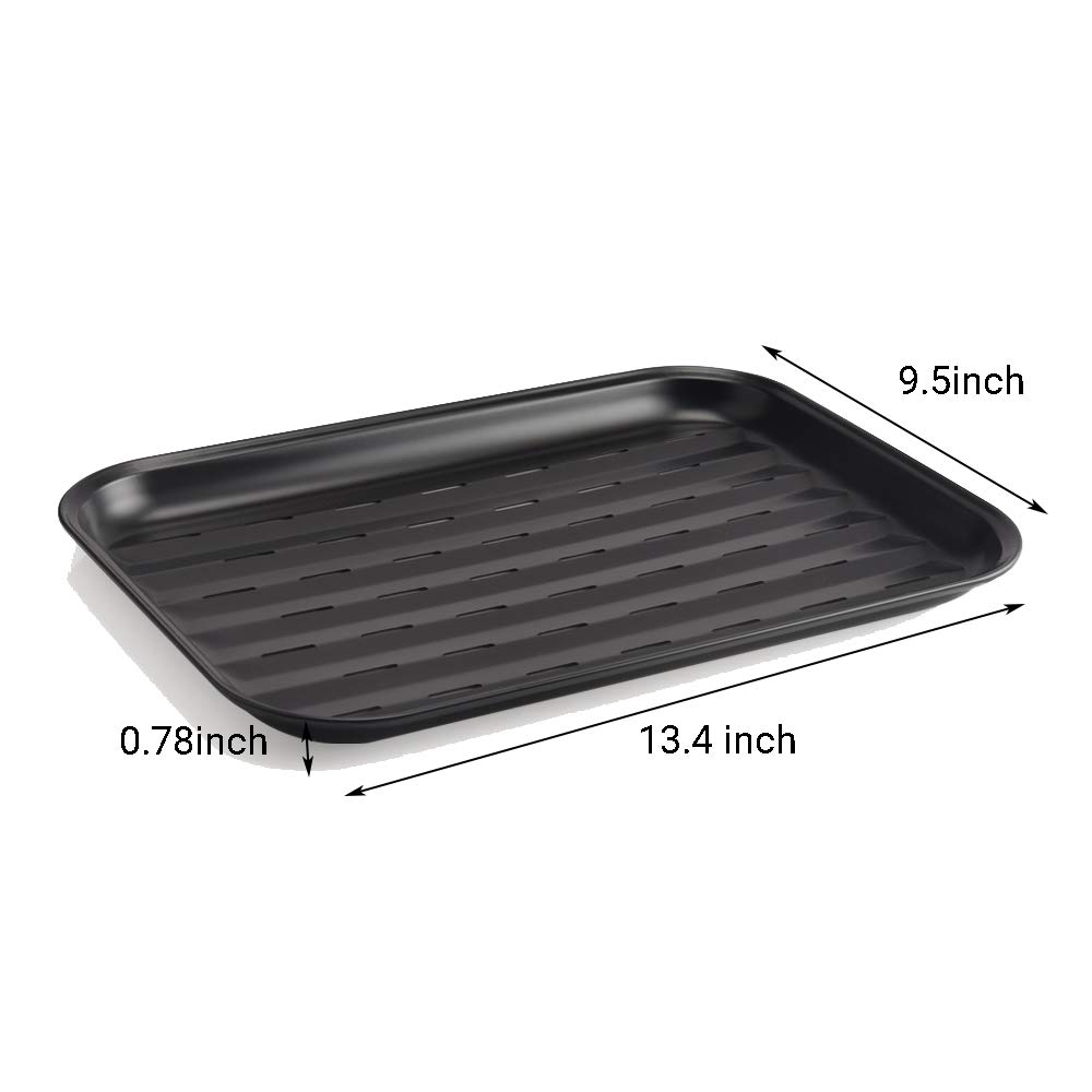 MZCH 2 Pack Non-stick Cookie Sheet,Rectangular Baking Pan Tray Sheet,Roasting Pan Rectangular Cookware Grill for Meat Beef Vegetables,Black,13.4\