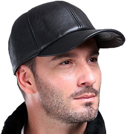 VEMOLLA Baseball Cap Genuine Sheepskin Adjustable Unisex Leather Baseball Hats