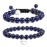 JADENOVA 8/10mm Natural Lapis Lazuli Gemstone Bracelet Elastic Stretch Yoga Beaded Bracelet Bangle Healing Crystal Bracelet Couples Gifts for Men Women (2pcs Bracelet Set)