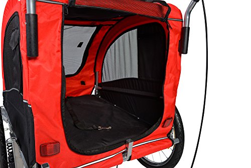 Enjoi Pet Bike Trailer Dog Cat Bicycle Carrier Stroller Jogger Shopping Cycling Wagon (Black & Red)