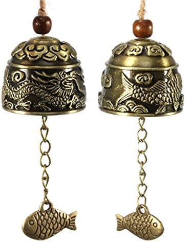 Conjugal Bliss 2PCS Copper Alloy Bells Chimes Small Wind Chimes Door Portable Outdoor Decor for Patio Deck Yard Garden Home Pathway Decorative Gift Essentials (Brass)