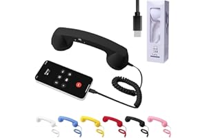 AULCTR 2026 Upgrade Retro Phone Handset, Type-C Retro Telephone Wired Handsets Style Landline Handle Receiver, Classic Wired Plug in Handheld Cell Phone Receiver for All Cell Phones (Black)