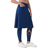 beroy Women's Knee Length Skirt with Fleece Full Leggings Athletic Tennis Skorts Modest Skirted Legging Pockets
