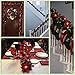 2PK 6FT Christmas Pre Lit Decoration Garland Poinsettia Garland with Red Berries & Holly Leaves, Christmas Garland,Artificial Poinsettia Garland(Red)