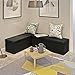 AMOOLY XL Faux Leather Folding Storage Ottoman Bench, 43 inch Storage Chest Footrest Padded Seat Black