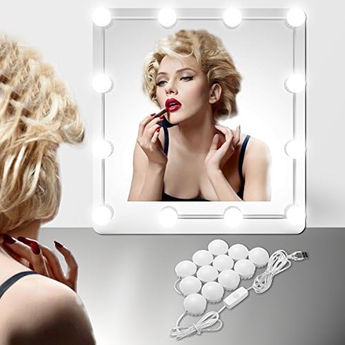 EEIEER Vanity Lights Kit , With USB Plug Hollywood Style 12 LED for Makeup Vanity Mirror Table Set in Dressing Room