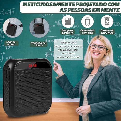 Professores de Amplificador de Voz, Sistema de PA Portátil com Fone de Ouvido de Microfone, Conjunto de Mini Amplificador de Voz Portátil, Microfone Professor