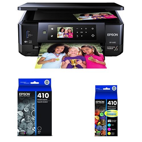 Epson XP-640 Wireless Color Photo Printer 2.7, Amazon Dash Replenishment Enabled with Ink Cartridge, Black and Epson T410520-S Claria Premium Multipack Ink