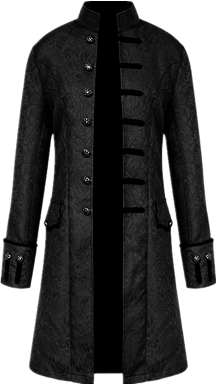 Crubelon Men's Steampunk Vintage Tailcoat Jacket Gothic Victorian Frock Coat Uniform Halloween Costume: Clothing