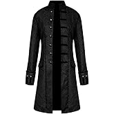 Crubelon Men's Steampunk Vintage Tailcoat Jacket Gothic Victorian Frock Coat Uniform Halloween Costume