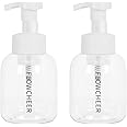 flowcheer Foaming Soap Dispenser Plastic Jar,12 OZ/350 ML Refillable Foam Hand Soap Dispenser Pump Bottle for Kitchen Sink Bathroom,2 Pcs,Clear