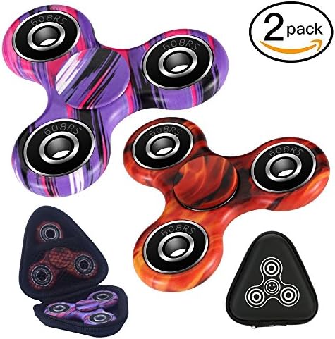 2 Pack of Hand Fidget Spinners, Smooth &amp; Quiet &amp; Fast &amp; Balanced Ceramic Bearing and Durable Fidget Spinner, Passed Drop Test. (Flame Red and Gradually Purple)