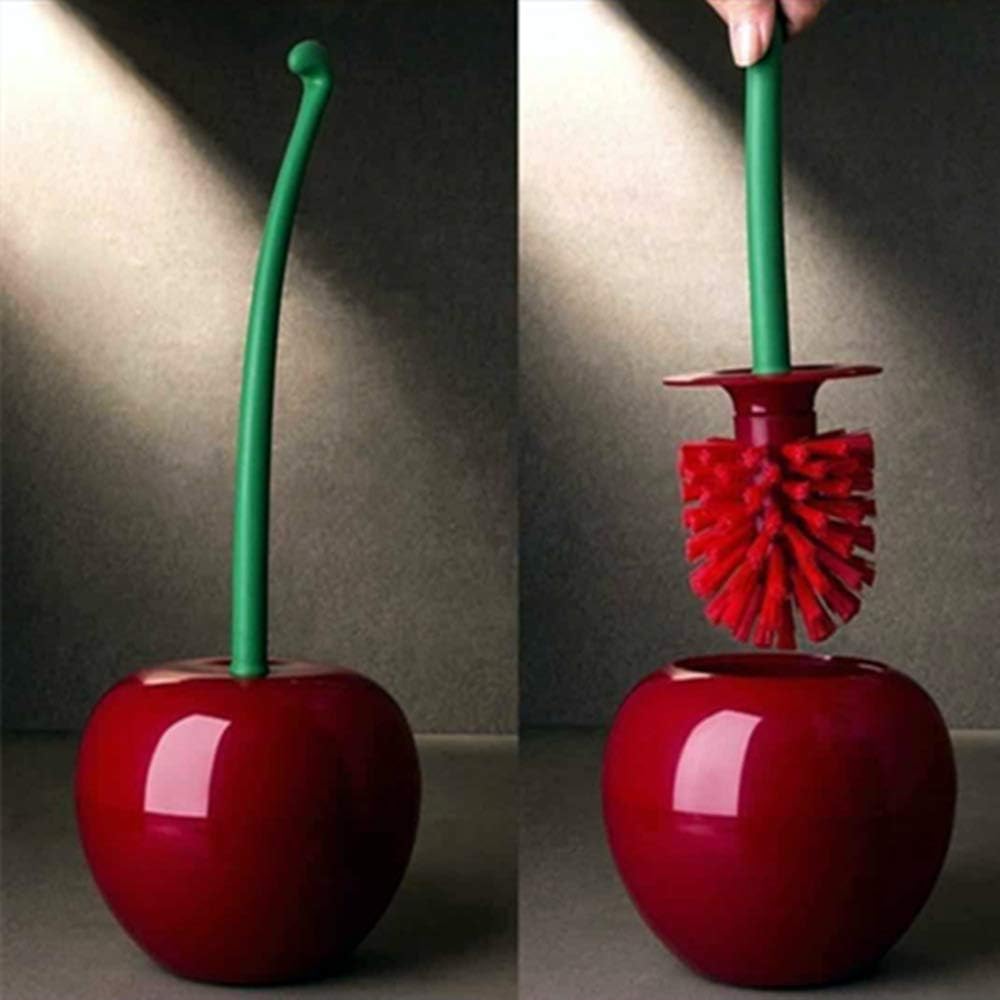 s61Ylu Creative Toilet Brush Cherry Toilet Brush Plastic Toilet Brush Set Wine red red Brush Head 391414