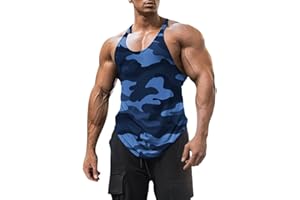 ESOBO Men's Cotton Workout Tank Tops Dry Fit Gym Bodybuilding Training Fitness Sleeveless Muscle T Shirts