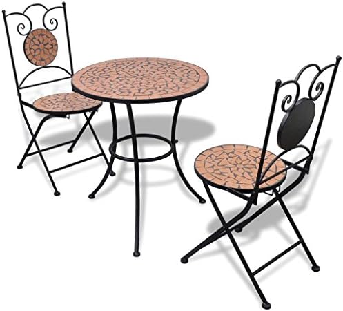 Your Little Patio Mosaic Bistro Table And Chairs Set Outdoor Iron Garden Chair Sets For 2 Two Seater Furniture Terracotta Tables 60Cm