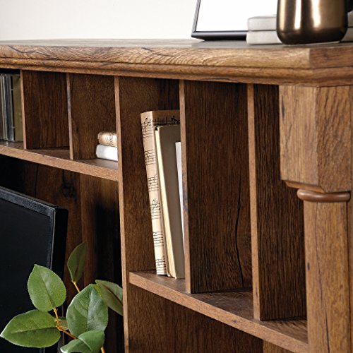 Sauder Palladia Computer Desk with Hutch in Vintage Oak
