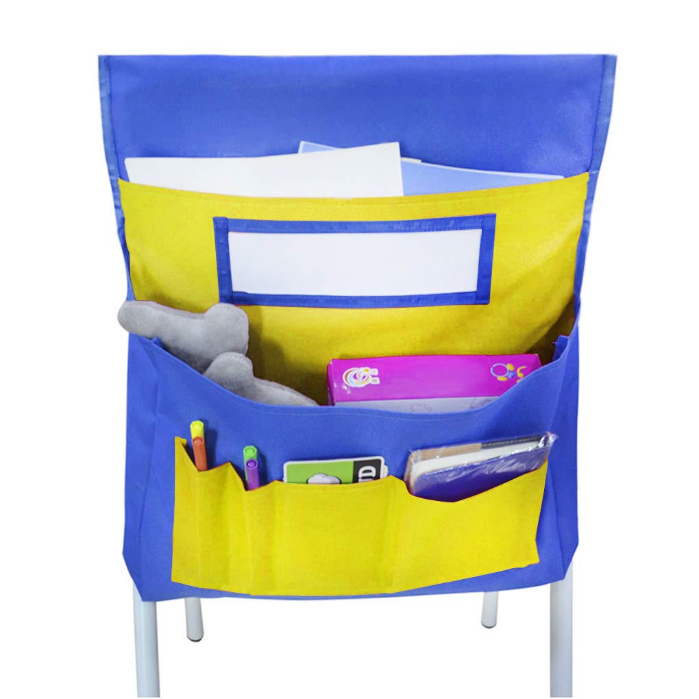 Classroom Chair Storage Hanging Bag with Name Tag Slot, Kids School College Supply Classroom Seat Companion Chair Back Bag Stationery Storage Bag for School College Daycare Homeschool - Image 4