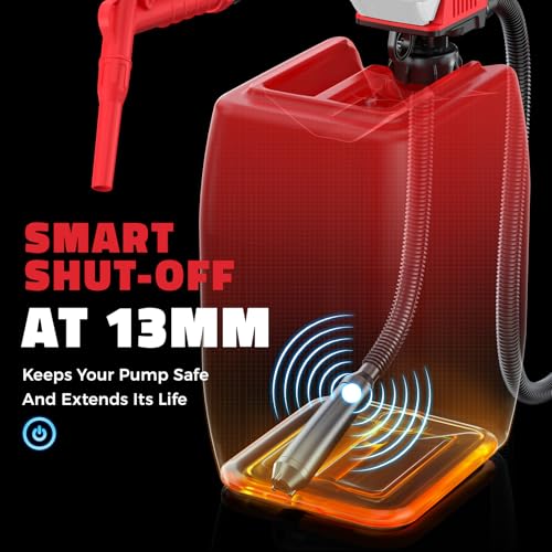DIYtoolifz 5 GPM Cordless Fuel Transfer Pump Compatible with DeWalt 20V & Milwaukee 18V Batteries, Portable Gas Can Pump with 51" Hose, 5 Adapters, Gas Pump for Diesel, Gasoline (Bare Tool)