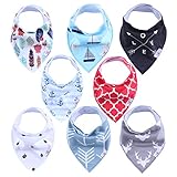 GK Baby Bandana Drool Bibs, Unisex 8 - Pack Gift Set for Drooling and Teething, Organic Soft Absorbent Cotton Toddlers Hypoallergenic Bibs for Boys and Girls with Adjustable Snaps