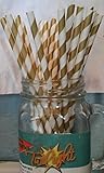 GOLD Candy Stripe, Vintage Paper Drinking Straws - 100 Ct.