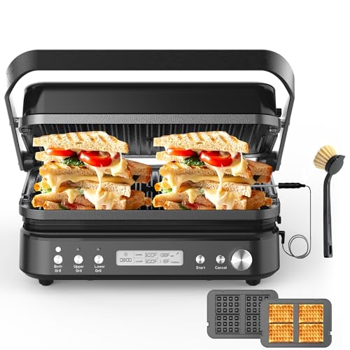 CATTLEMAN Panini Grill Press Sandwich Maker with Removable Plates, 1600W, 6 in