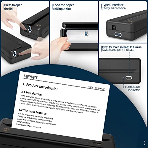 HPRT MT810 Portable Printers Wireless for Travel, Bluetooth Printer
