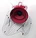Fascinators Hair Clip Headband Pillbox Hat Bowler Feather Flower Veil Wedding Party Hat, Burgundy, One Size