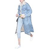 Ru Sweet Winter Windproof for Women Sherpa Lined Button Down Long Denim Overcoat Trucker Jacket