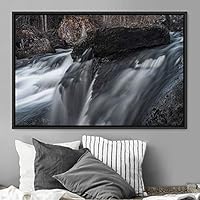 Framed Canvas Wall Art Forest Waterfalls Group Multicolor Nature Photography Realism Relax/Calm - 16x24 inches