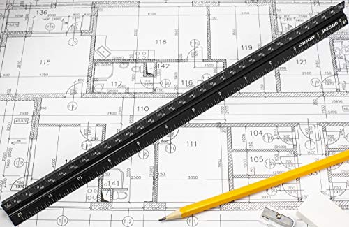Architectural Scale Ruler 12" - Professional Grade Triangle Metal Design - Aluminum Imperial Laser Etched Scales - for Architects, Drafting, Blueprints, Engineering - Makes A Great Gift for Architect - Thumbnail 4