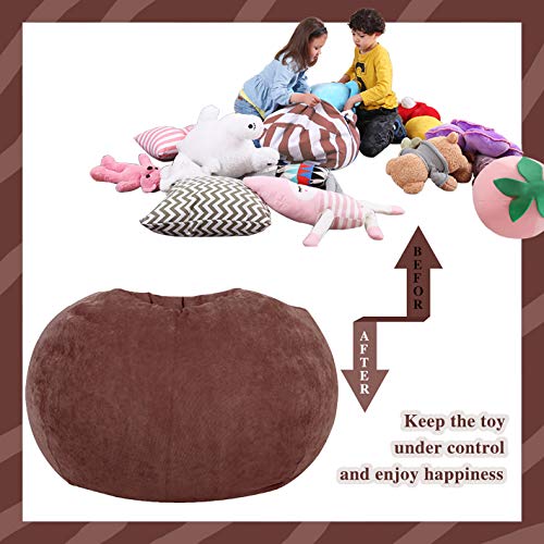 Lukeight Stuffed Animal Storage Bean Bag Chair Cover For Kids And