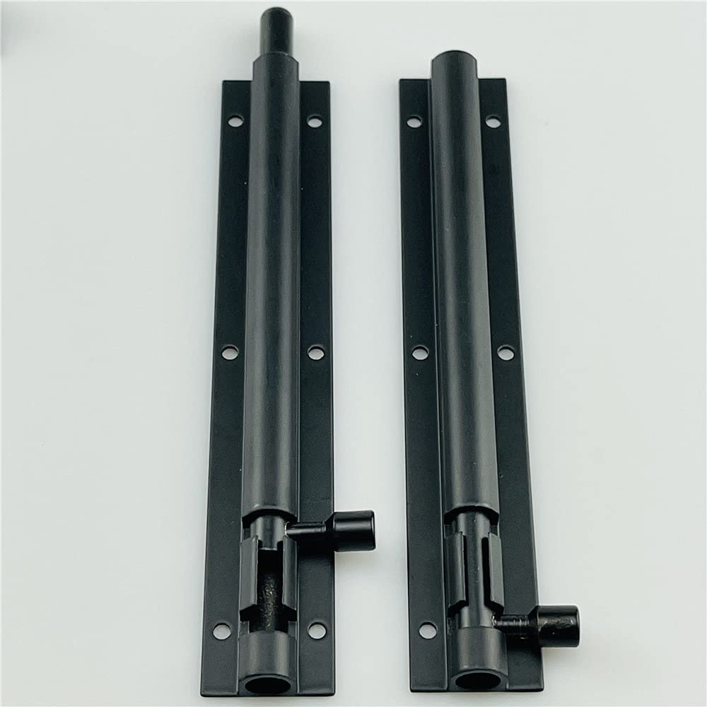 2 Pcs Shed Door Locks Heavy Duty Black Door Bolt Barrel Sliding Latch Lock Durable Slide Bolt with Screws for Sheds and Gates, Black (6 inch（150mm）)