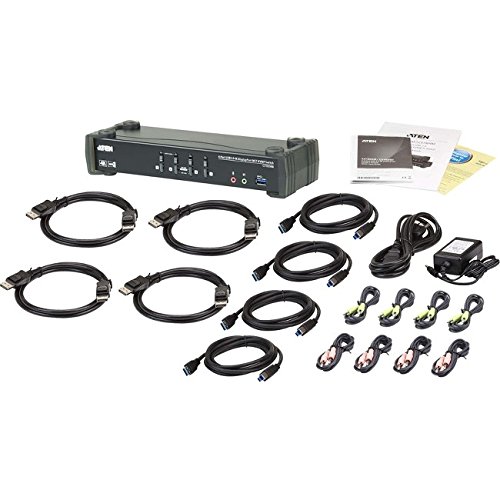 Aten-4-Port-USB-30-4K-DisplayPort-MST-KVMP-Switch-Cables-Included