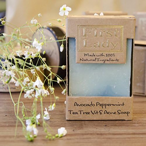 FIRST LADYHandmade Avocado Peppermint Tea Tree Vitamin E Acne Soap 125g[Amazon-developed Certification] Compact by Design
