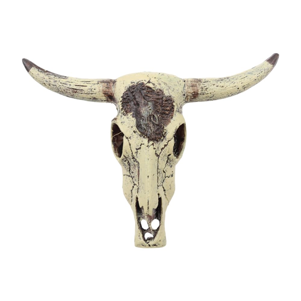 NUZAMAS Fish Tank Small Skull Resin Cattle Skull Reptiles Hideouts Decorations Dragon Tank Decor Accessories for Fish Aquarium Cave Landscape