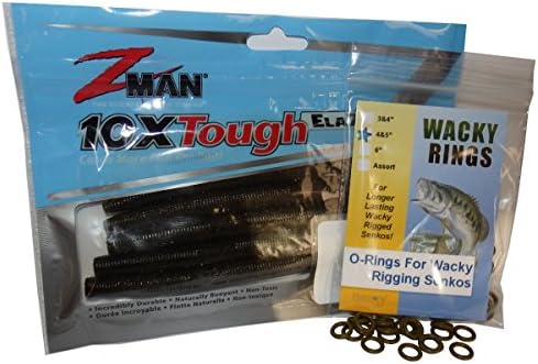 Wacky Rings & Z-Man Zinkerz - O-Rings for Wacky Rigging Senko Worms (100pk Green Pumpkin Orings & 6pk Zinkerz)