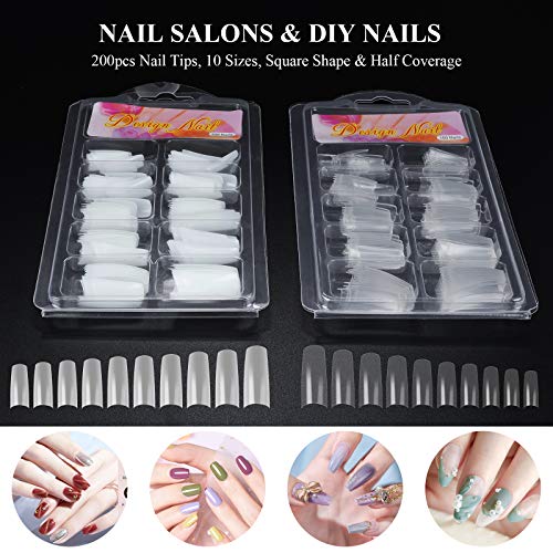 Acrylic Nail Kit,SPTHTHHPY 52 in 1 Nail Kit Set Nail Glue Acrylic Powder Liquid Glitter Powder Brush with Everything Clipper File French Tips Professional Acrylic Nail Set