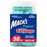 Mack's Original Soft Foam Earplugs, 50 Pair - 32dB Highest NRR, Comfortable Ear Plugs for Sleeping, Snoring, Work, Travel and Loud Events