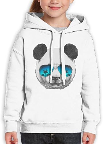 Boys&amp;girls Panda-with-sunglasses Pullover Drawstring Hoodie
