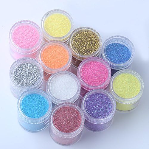 Amury Pro 12 Colors Shiny Metal Glitter UV Powder Dust Acrylic Nail Art Tip Stamp Tool